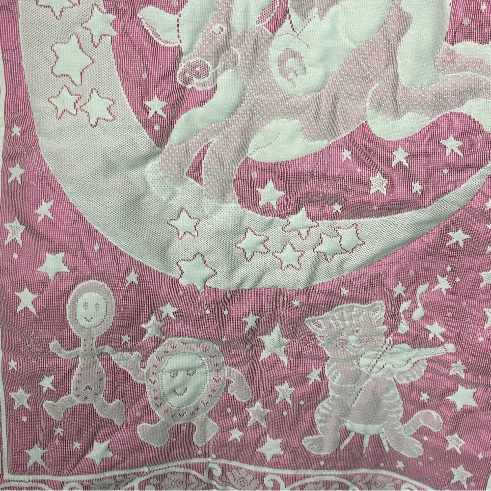 Vintage Storybook Nursery Wall Hanging Mother Goose, Pink and White‎ Appliqué
